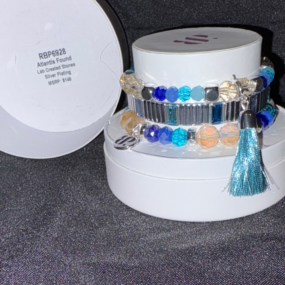 Blue and Silver  Plated Bracelet Set